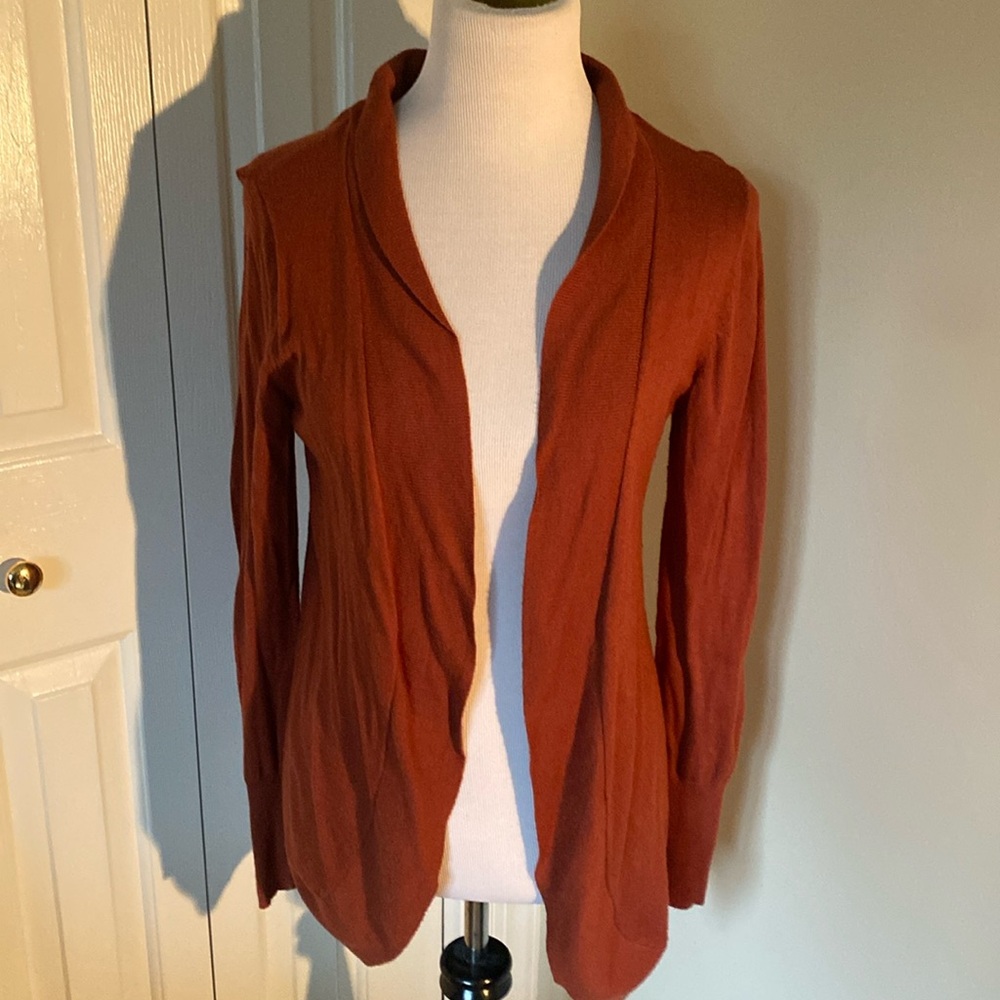 Mossimo Rust Brown Long Open Cardigan with Long Sleeves